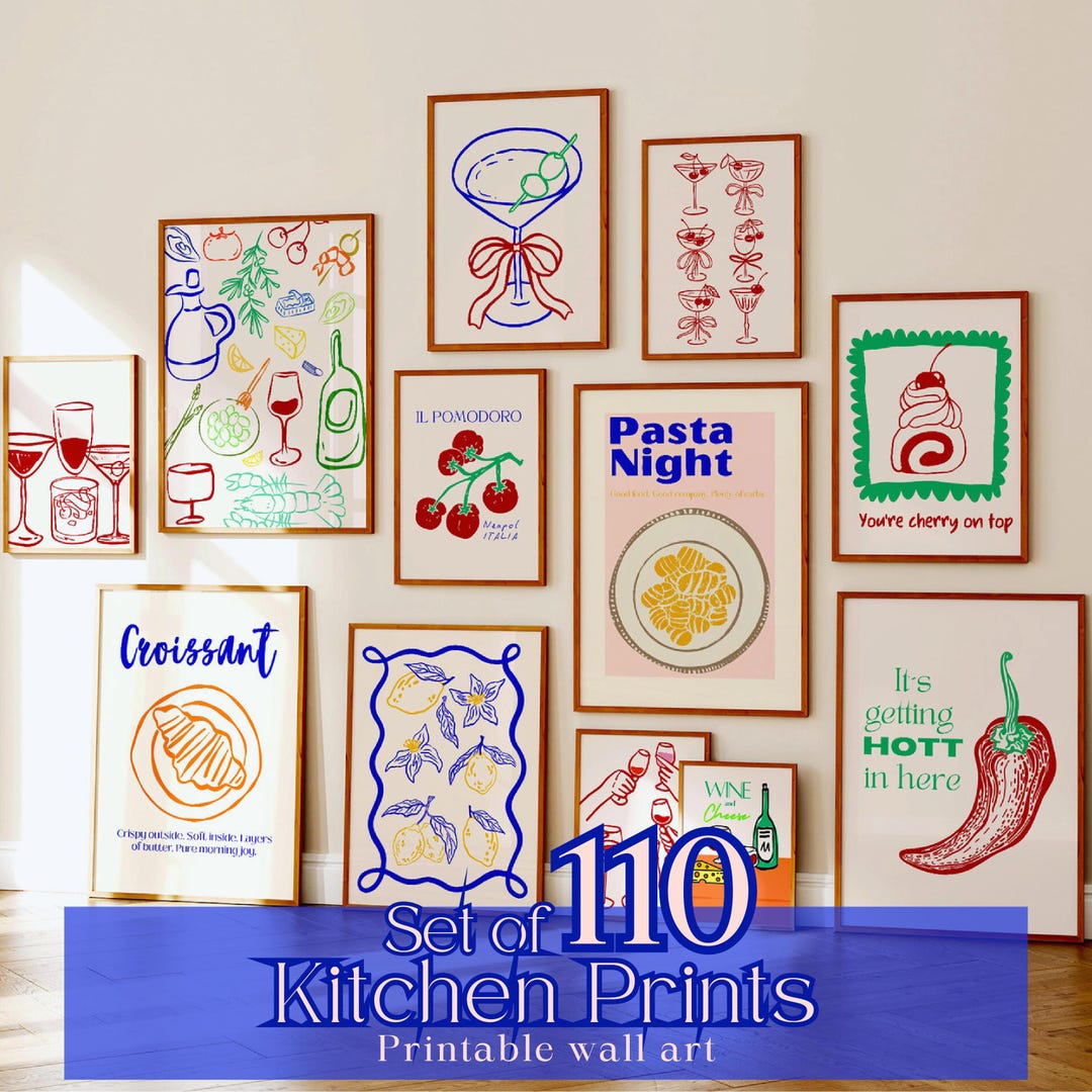 art gallery for kitchen art prints digital download... Fun Colorful Kitchen Art Prints Digital Print Kitchen Eclectic Food ...