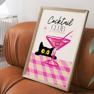 Koktajlowa sztuka ścienna Dekoracja baru Galeria kuchni Modny plakat Modny wystrój kuchni Plakat koktajlowy Retro wydruk kuchenny Prezent dla smakosza