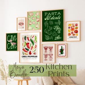300 mediterranean kitchen posters bundle, retro café... 250 Mediterranean Food Market Wall Art, Colorful Kitchen Posters, Retro ...