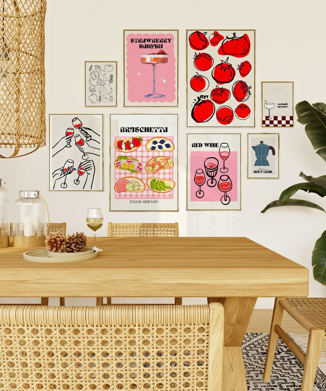 Kitchen Wall Art Print Kitchen Art Food Art Print Trendy Home Decor Dinning Room Retro Wine ...
