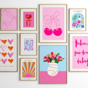 Girly Dorm Room Decor Coquette Room Decor Appartementdecor Esthetische kunst aan de muur Galerie muur set Trendy posters Eclectische galerij Studente