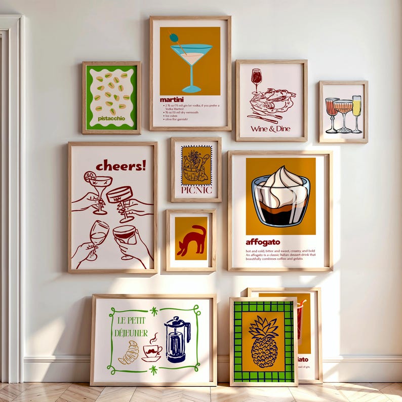 Eclectic Kitchen Gallery Wall Art Set: 15 Maximalist Prints (digital ...