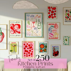 Mega Poster BUNDLE Küche Galeriewand 250er Set KÜCHENDRUCKE Food Prints Barwagen Dekor Niedliche Küchendrucke Food Trendige Wandkunst