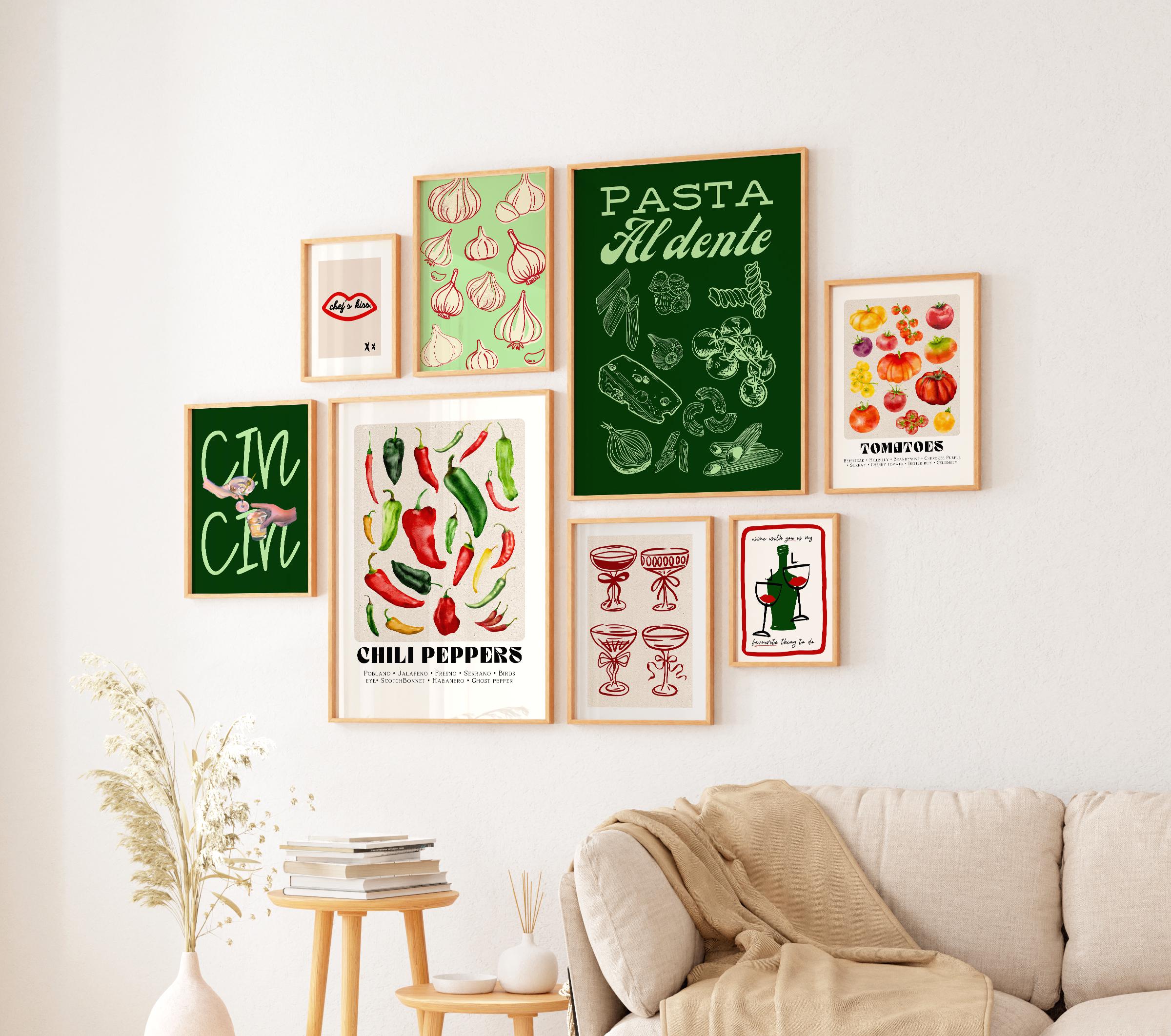 mega retro kitchen gallery wall art set of 90,... Retro Kitchen Digital Prints Kitchen Poster Download Food and Wine Art ...