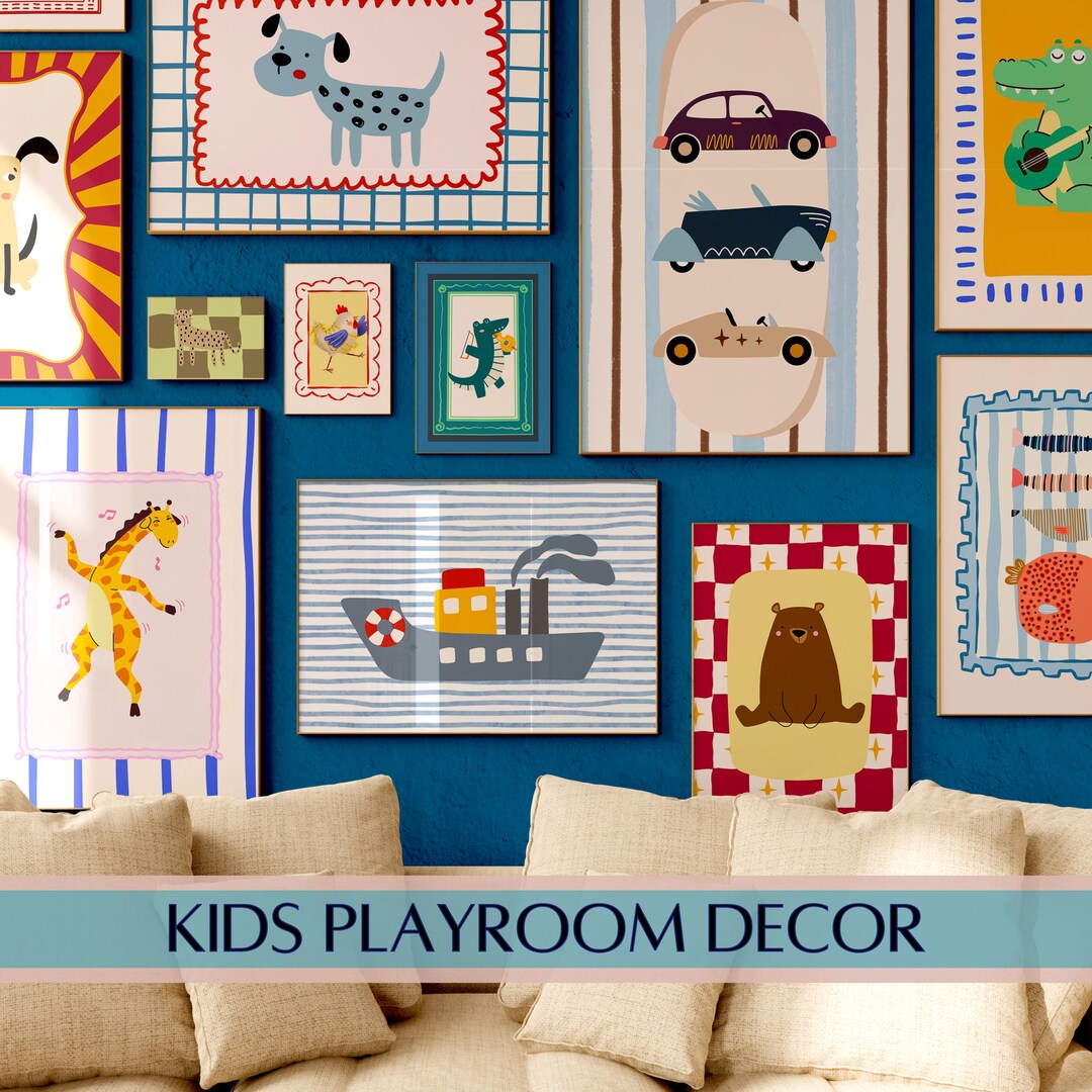 Kids Wall Art Bundle 22 Printable Posters | Nursery Decor Set | Animal ...