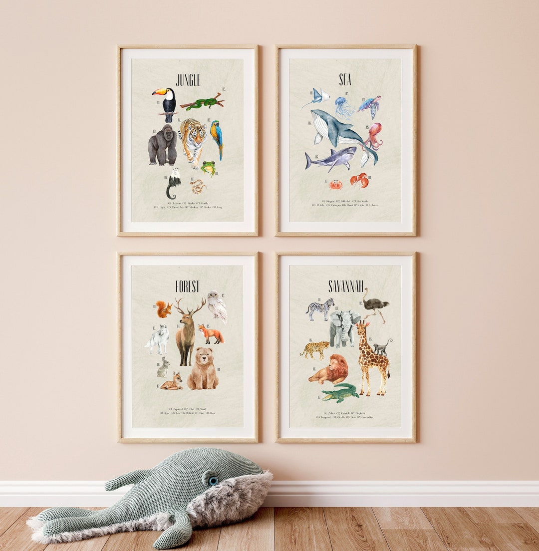 4 Educational Posters Classroom Posters Childrens Room Decor Learning ...