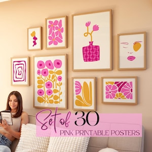 Art rose matisse Art mural féminin rose et orange ensemble mural galerie marché aux fleurs impression collège preppy esthétique rose décoration d'appartement