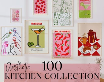 100 Kitchen Prints: Retro Food & Cocktail Art (Digital Download)