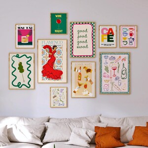 Retro Kitchen Prints, Colorful Food & Cocktail Art (Digital Download)