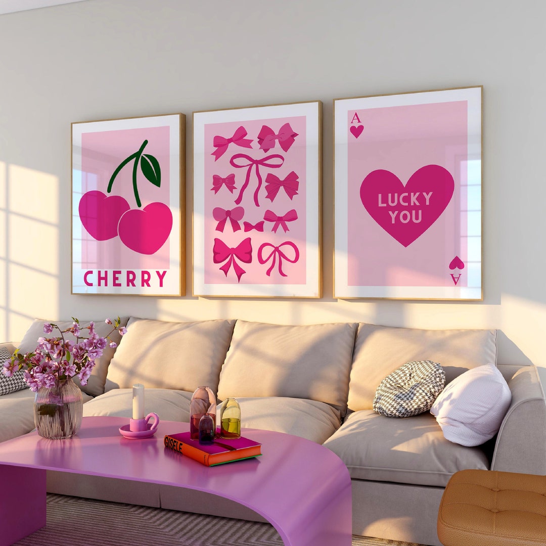 College Apartment Decor Coquette Room Decor Girly Wall Art Preppy Pink ...