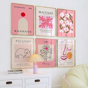 Room decor aesthetic Pink matisse art Gallery wall art set Preppy room decor Henri Matisse Print set Maximalist decoration Boho art print