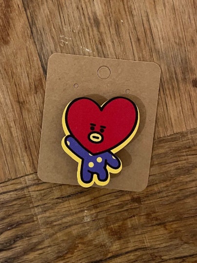 BTS / BT21 Wooden Brooches, Wooden Pins, Wooden Gift, Wooden