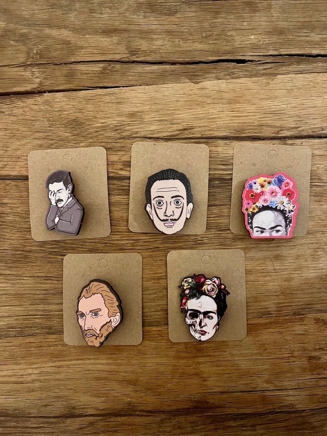 Famous People Wooden Brooches Series, Wooden Pins, Wooden Gift, Wooden Jewellery, Wooden