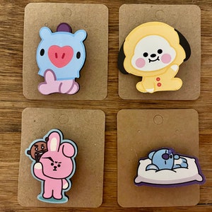 BTS / BT21 inspired Wooden Brooches, wooden pins, wooden gift, wooden jewellery, wooden accessories, cute gift - Buy 2 Get 1 FREE!