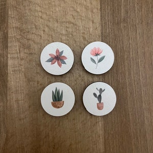 Set of 4 Minimalistic Flower Wooden Brooches/Pins - Casual Fashion Accessories - wooden jewellery, wooden accessories, cute gift