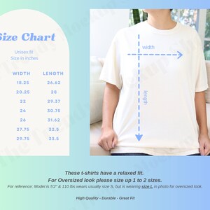 Comfort Colors Size Chart C1717, Oversized Comfort Color 1717 Sizing Guide for Mockup, Retro Colorful Ivory Unisex Shirt Size Chart Blue