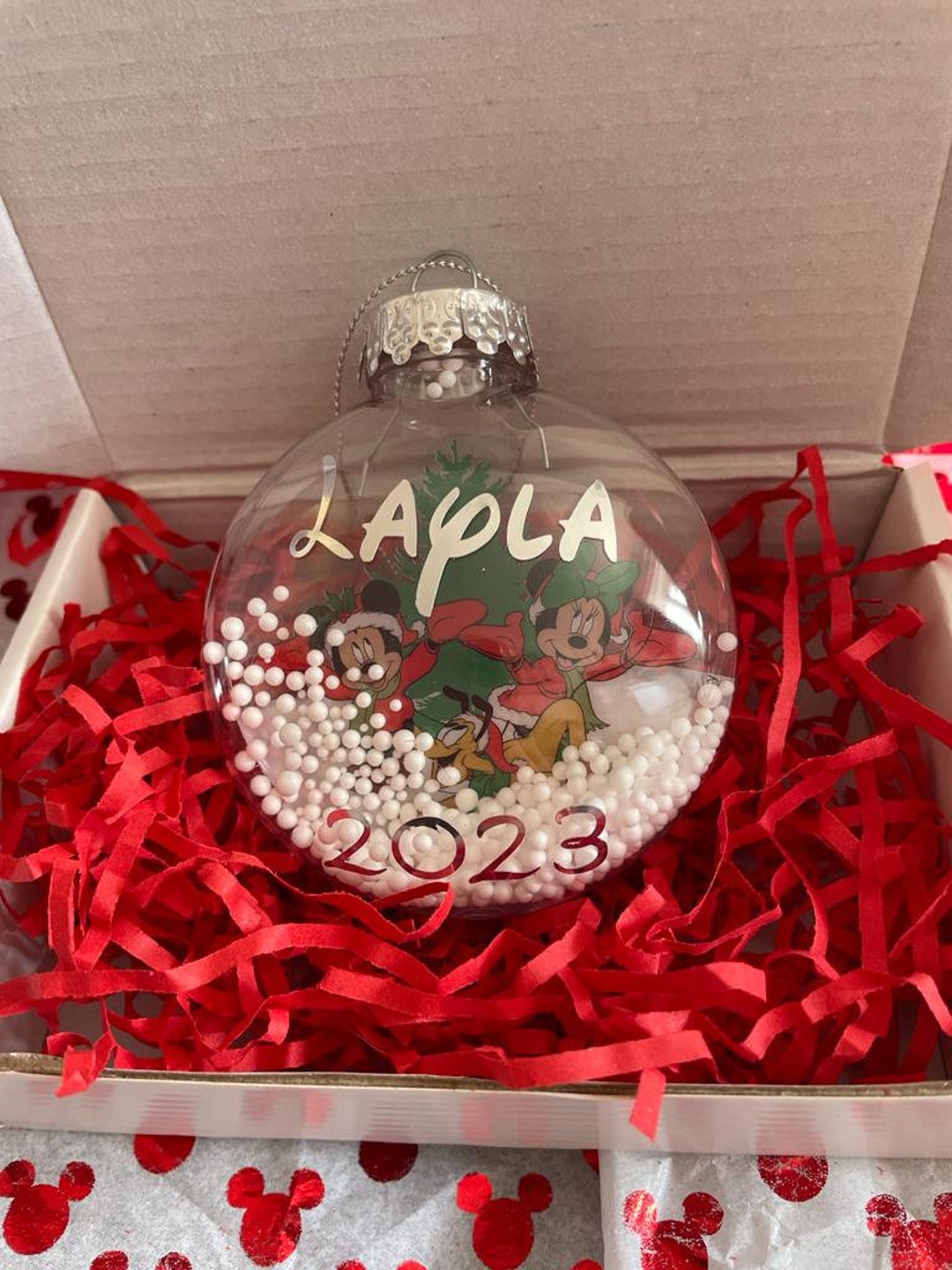 Disney Mickey and Minnie Mouse Christmas Personalised Tree 3D Snow