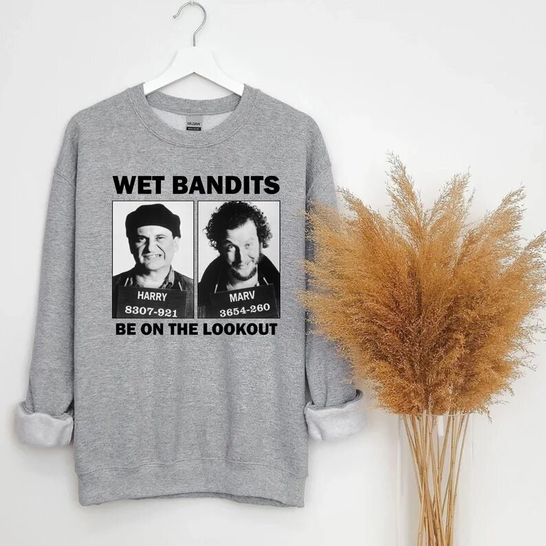 Discover Wet Bandits Sweatshirt Kevin Home Alone Shirt Wet Bandits T-Shirt Home Alone Movie Sweatshirt Christmas Sweater 90s movie Tee Sweatshirts