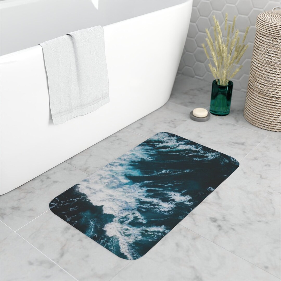 Memory Foam Ocean Bath Mat Etsy