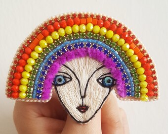 Rainbow Woman Brooch Gift, Rainbow brooch for women, Present Brooch, Gift Brooch