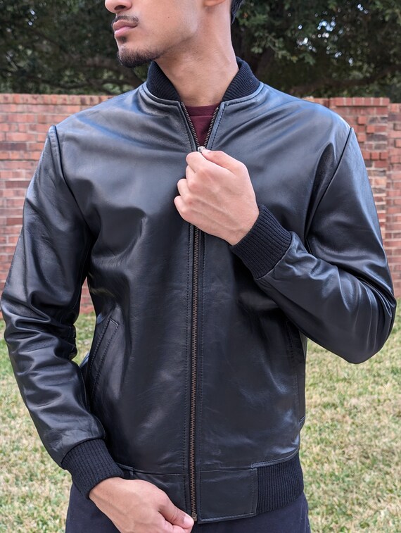Men's lamb leather bomber jacket 2025 Men's lamb leather bomber jacket 2025