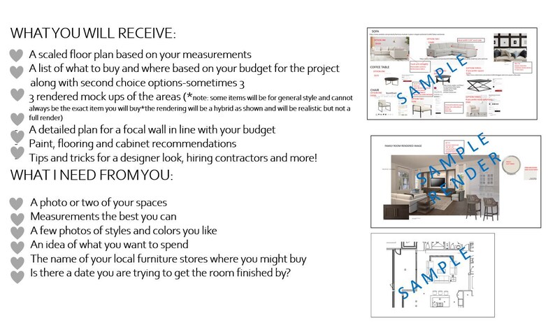 Custom Interior Design E-design Open Plan - Etsy