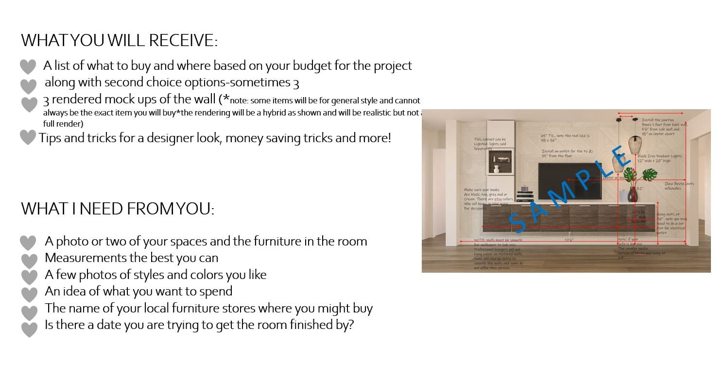 E Design Virtual Interior Design TV Wall Only - Etsy