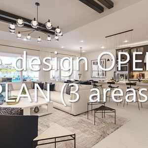 Diseño de interiores personalizado e-design de planta abierta