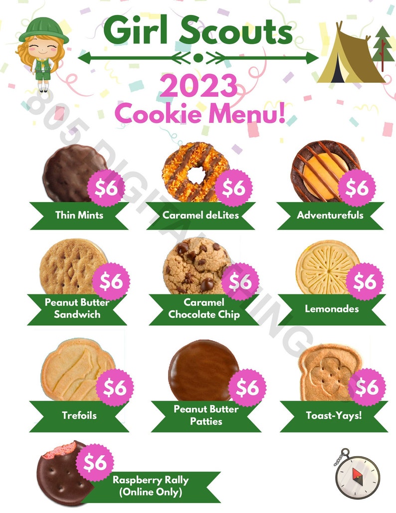 2023 Girl Scouts Cookie Season Menu california Central Coast Etsy