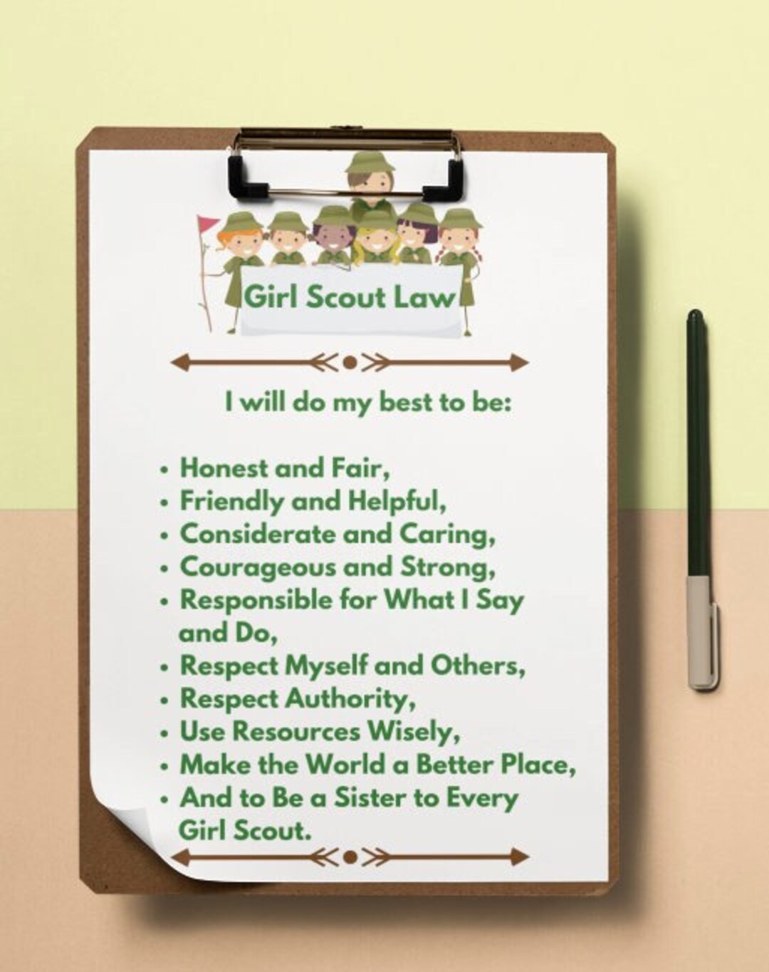 Girl Scout Law Printable Poster Practice the Girl Scout Law Etsy
