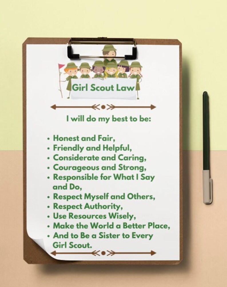 Girl Scout Law Printable Poster Practice the Girl Scout Law Etsy