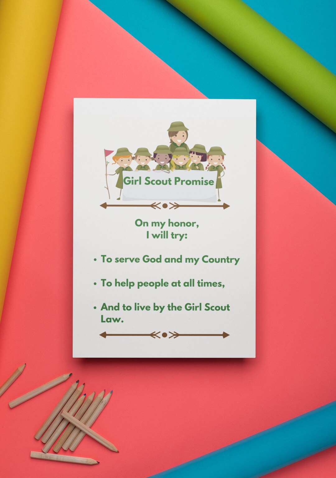 Girl Scout Promise Printable Poster Practice the Girl Scout Promise Etsy