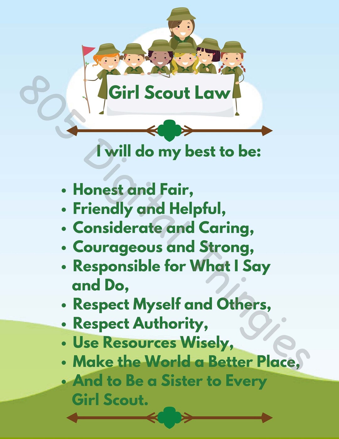 Girl Scout Law Printable Poster Girl Scouts Troop Organizer - Etsy
