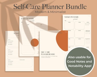 Digital & Printable Self-Care Planner Bundle | Minimalist | Modern | Daily Plan | Good Notes and Notability, A4, A5, Letter, Half Letter