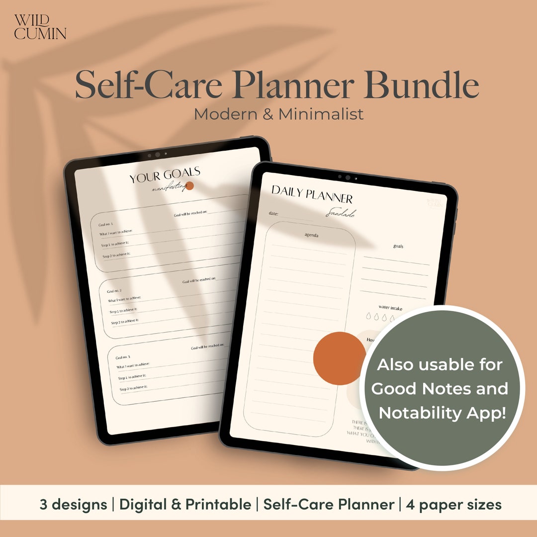 Digital & Printable Self-care Planner Bundle | Minimalist | Modern ...