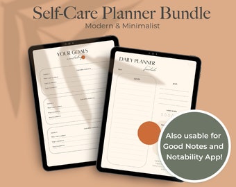 Digital & Printable Self-Care Planner Bundle | Minimalist | Modern | Daily Plan | Good Notes and Notability, A4, A5, Letter, Half Letter