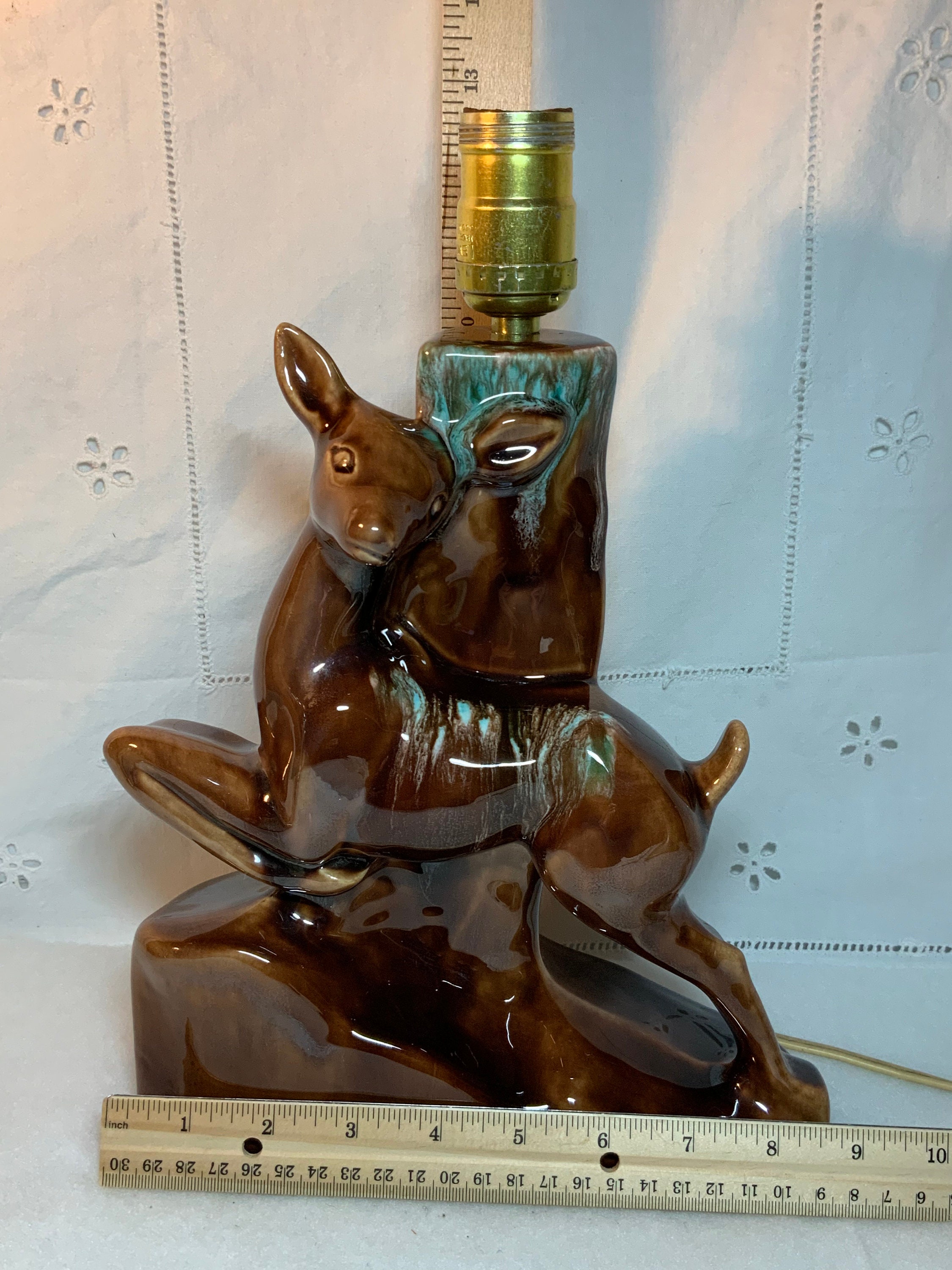 Midcentury Ceramic Leaping Deer Lamp Base Haeger Etsy