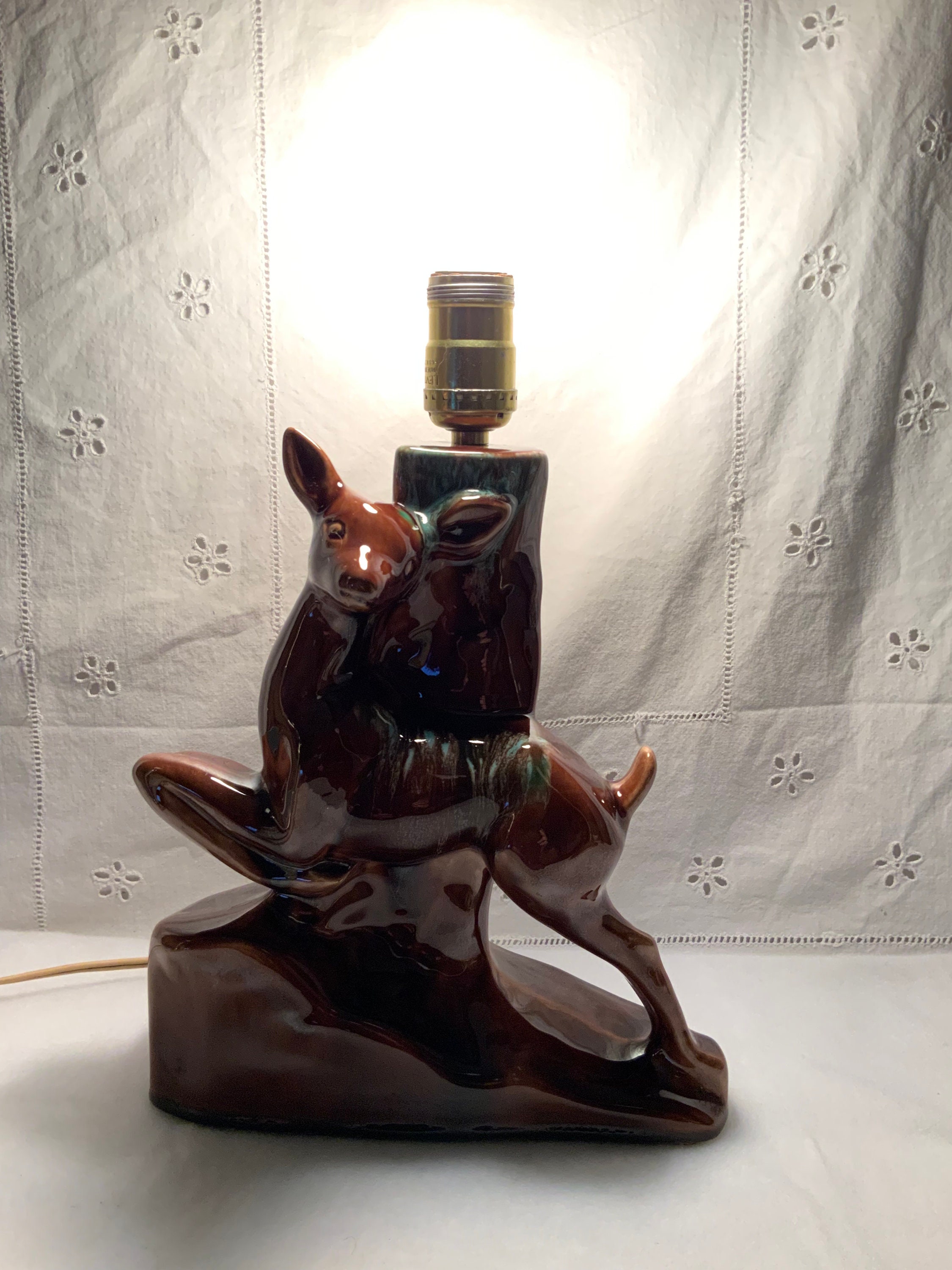 Midcentury Ceramic Leaping Deer Lamp Base Haeger Etsy
