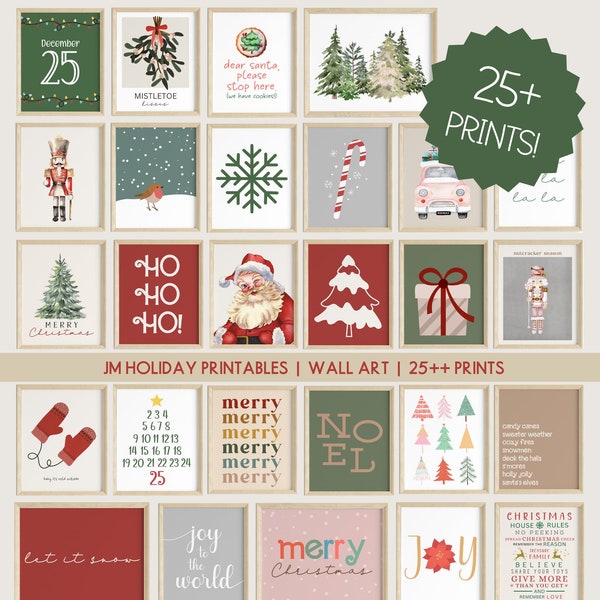 Set of 25 Christmas Gallery Holiday Prints | Holiday Decor Wall Art | Christmas Digital | Xmas Wall Art | Christmas Printable Wall Art