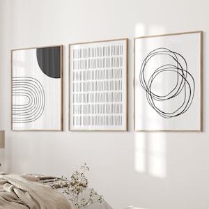 Arte de parede para impressão em preto e branco | arte digital abstrata em preto e branco | arte de parede minimalista para escritório | decoração geométrica | impressão digital