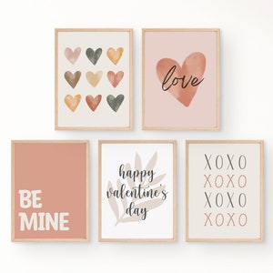 Valentines Printable Wall Art | set of 5 gallery art | Valentine Digital Download | Wall Art Bundle | Holiday Decor | Galentines Day