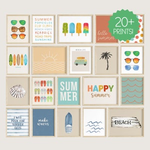 Sommer Prints Galeriewand Set | Strand-Dekor-Wand-Kunst | Sommer druckbare Kunst | Küsten druckbare Wandkunst | Digitaler Download | Boho-Kunst
