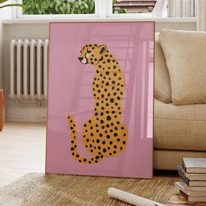 Pink Cheetah Print | Pink Bedroom Decor | Pink Dorm Decor | Dorm Wall Art Print | Girl Room Decor | Animal Art | Retro Print | Pink Wall Art
