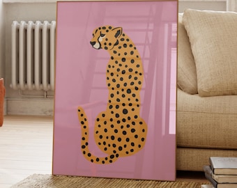 Retro Pink Cheetah Print | Trendy Animal Wall Art (Digital Download)