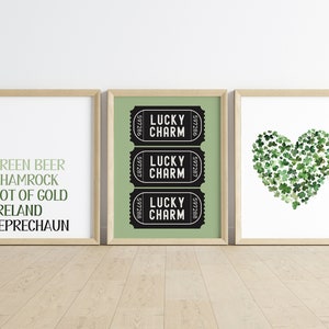 St Patricks Day Wall Art Set of 3 | St Patrick&#39;s Day Printables | St. Patrick&#39;s Day Decor Green Home Decor | Instant Download | Digital Art