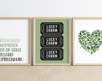 St Patricks Day Wall Art | Green Irish Decor, Set of 3 (Digital Art)