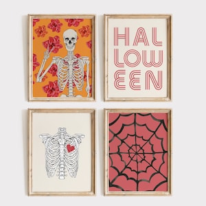 Halloween Printable Wall Art | Halloween Decor | Retro Pink Wall Art | Digital Prints | Halloween Gallery Wall | Halloween Print | Boho Art