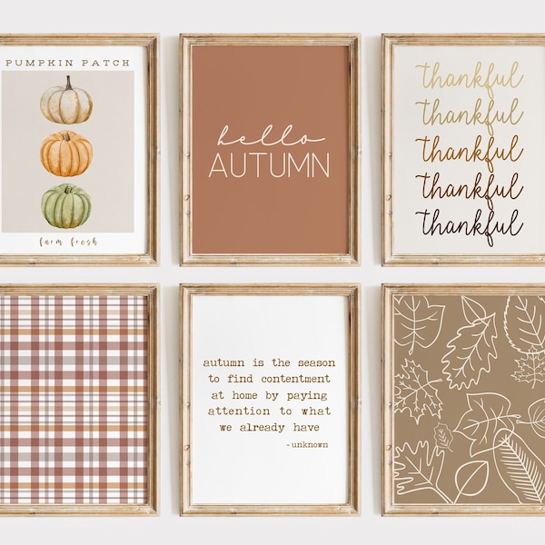 Thanksgiving Gallery Wall Set | Set of 8 Art Prints | Fall Decoration | Autumn printable wall art | Friendsgiving art | Digital Download