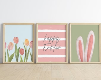 Easter Printable Wall Art | Easter Decorations | Happy Easter Sign | Easter Egg Art | Spring Wall Art | Easter Art | JM Holiday Printables