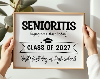 Premier jour de la promotion 2027 | Panneau Premier jour de 12e année | Affiche imprimable Premier jour d'école | Rentrée scolaire 2026-2027